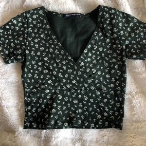 Brandy Melville Floral Green Amara short sleeve